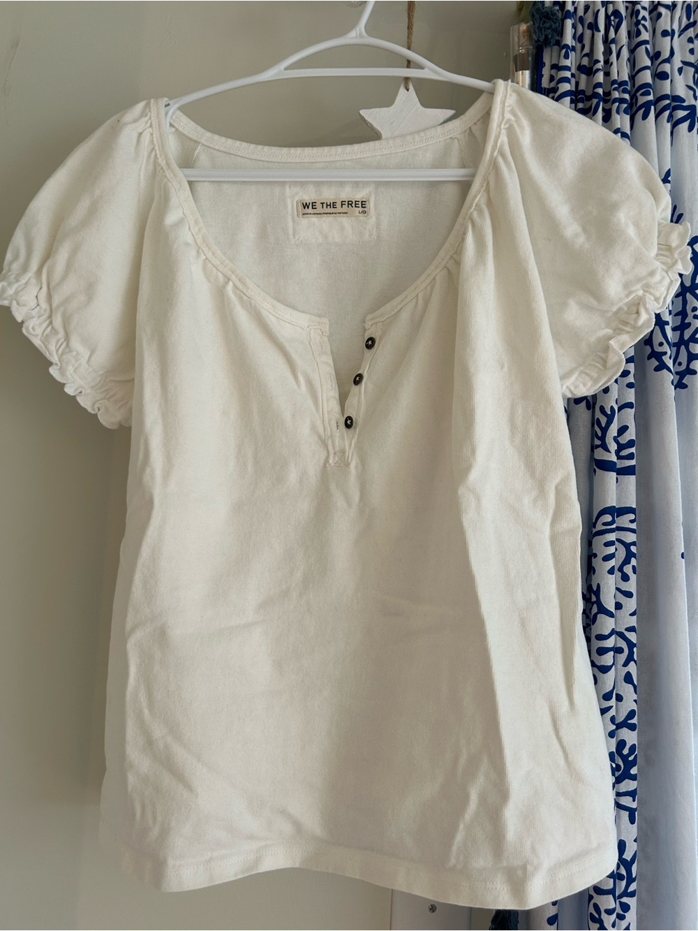 We The Free Cream Puff-Sleeve Henley Top